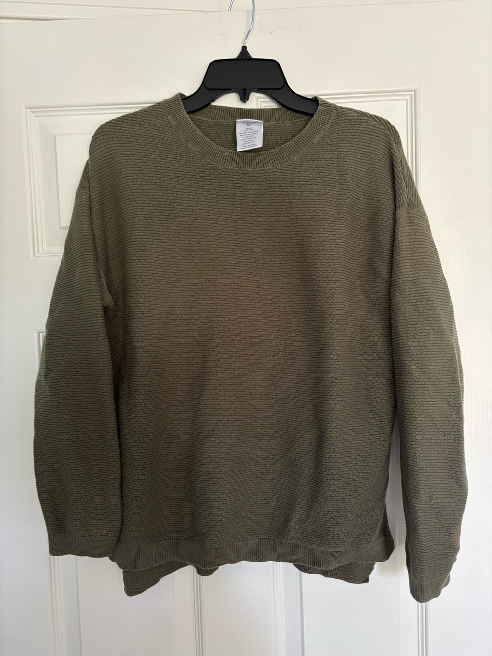 Serra Men's Olive Green Ribbed Crewneck Sweater